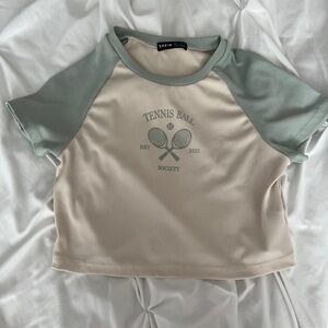 SHEIN Green and Cream Tennis Ball Tee